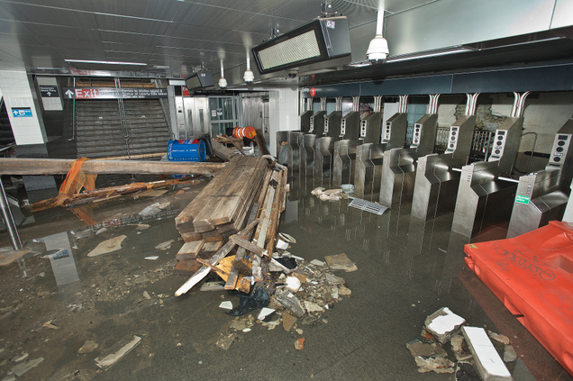 Employees from MTA New York City Transit worked to restore the South Ferry subway station after it was flooded by seawater during Hurricane Sandy. October 30, 2012 Photo: Metropolitan Transportation Authority / Patrick Cashin.